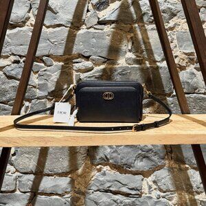 Dior 2024 Black Caro Double Pouch Leather Shoulder Bag
